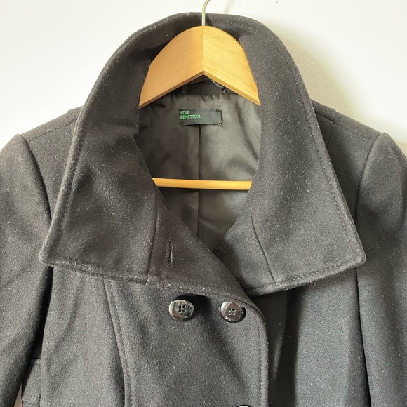 Black Wool Pea Coat by Stile Benetton (United Colors of Benetton) - Picture 4 of 8